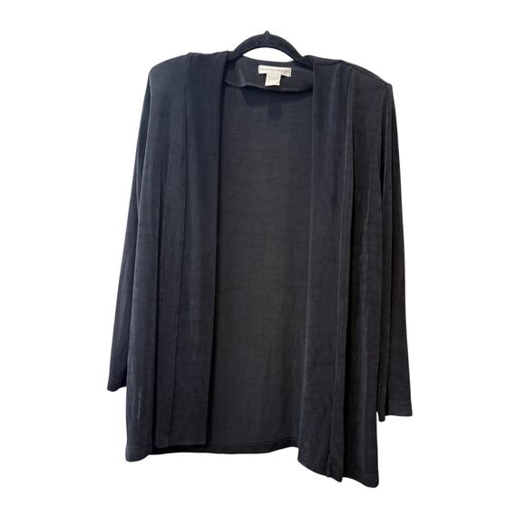 Drapers & Damons Size PM Solid Black Blazer Jacket Open Front with Shoulder Pads - Picture 1 of 5